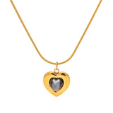 French Love Cat's Eye Pendant Necklace