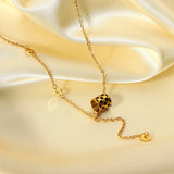 Oil Dripping Checkerboard Y Word Necklace Ladies Accessories