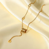 Oil Dripping Checkerboard Y Word Necklace Ladies Accessories
