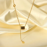 Oil Dripping Checkerboard Y Word Necklace Ladies Accessories