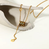 Oil Dripping Checkerboard Y Word Necklace Ladies Accessories