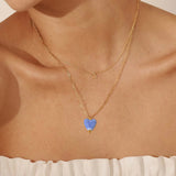 Heart Pendant Necklace Ceramic Love Earrings Set