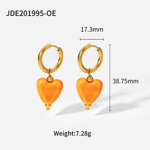 Heart Pendant Necklace Ceramic Love Earrings Set
