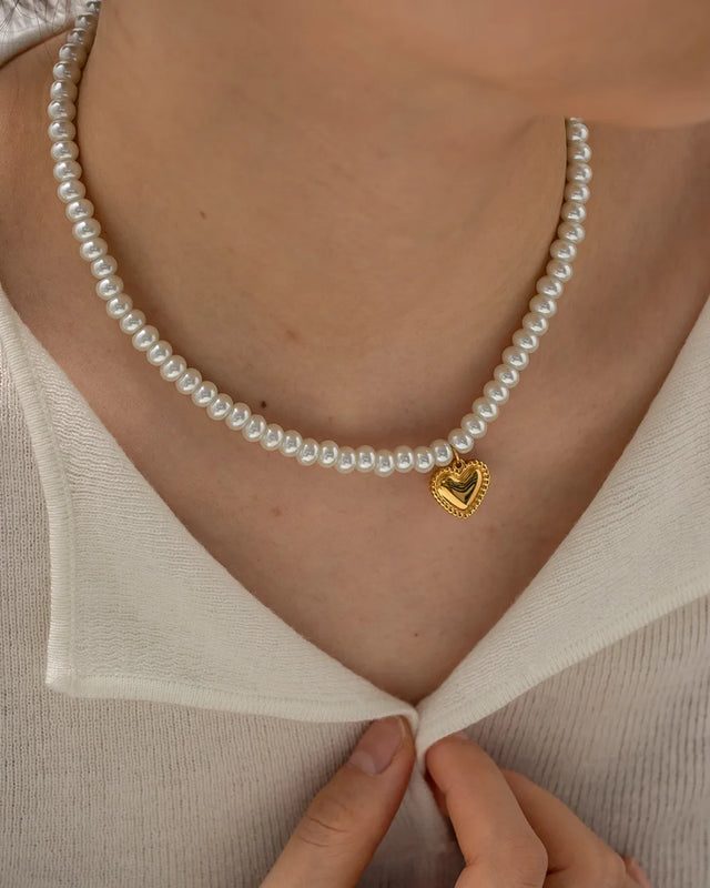 DEAR-LIFE Pearl Love Pendant Necklace - Women's Accessory