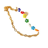 Colorful Flower Splicing Cross Chain Necklace Female Accessories
