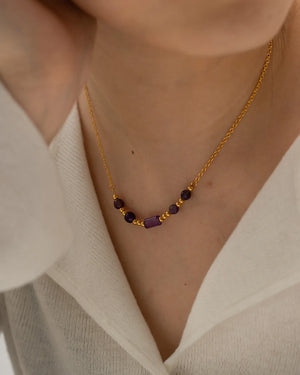 DEAR-LIFE Purple Stone Pendant Necklace with Non-Fading Niche Jewellery