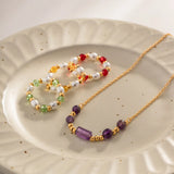 DEAR-LIFE Purple Stone Pendant Necklace with Non-Fading Niche Jewellery