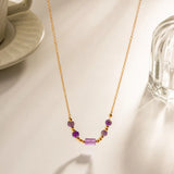 DEAR-LIFE Purple Stone Pendant Necklace with Non-Fading Niche Jewellery