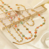 DEAR-LIFE Titanium Steel Daisy Chain Necklace Bracelet Set