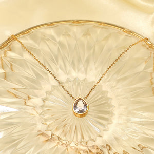 Romantic Teardrop White/Pink/Green Zirconia Pendant Necklace