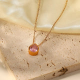 Romantic Teardrop White/Pink/Green Zirconia Pendant Necklace