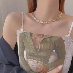 Titanium Steel Collision Necklace w/ Snake Bone Chain