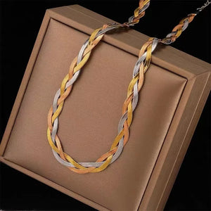 Titanium Steel Collision Necklace w/ Snake Bone Chain
