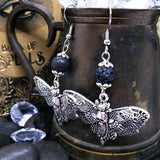 DEATHS HEAD MOTH Goth Earrings, Vintage Charm Moth Earrings