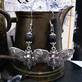 DEATHS HEAD MOTH Goth Earrings, Vintage Charm Moth Earrings