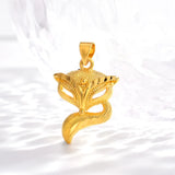 Delicate 3D Fox Pendant 14K Yellow Necklace for Women