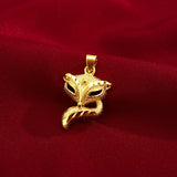 Delicate 3D Fox Pendant 14K Yellow Necklace for Women
