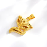 Delicate 3D Fox Pendant 14K Yellow Necklace for Women