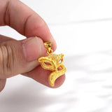 Delicate 3D Fox Pendant 14K Yellow Necklace for Women