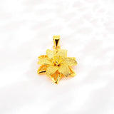 Delicate 3D Flower Pendant 14K Yellow Necklace for Women