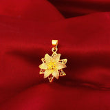 Delicate 3D Flower Pendant 14K Yellow Necklace for Women