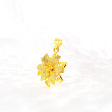 Delicate 3D Flower Pendant 14K Yellow Necklace for Women