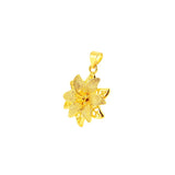 Delicate 3D Flower Pendant 14K Yellow Necklace for Women