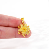 Delicate 3D Flower Pendant 14K Yellow Necklace for Women