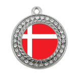 Denmark Flag Square Charm Antique Silver Plated Jewelry
