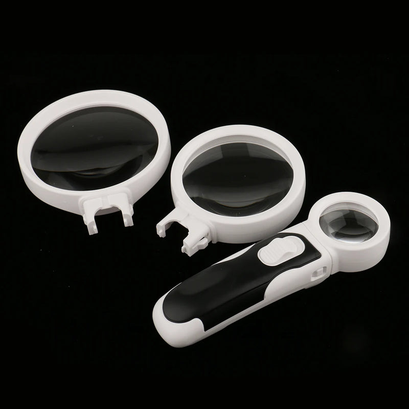 LED Magnifying Glass Handheld 2.5X 5X 16X 90MM 75MM 37MM Plug