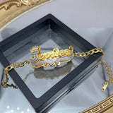 Personalized Double Nameplate Bracelet Stainless Steel Cuban Chain