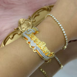 Personalized Double Nameplate Bracelet Stainless Steel Cuban Chain