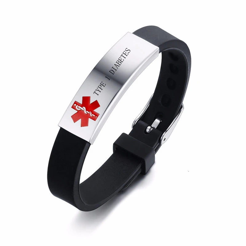 Men's Silicone Medical Alert ID Bracelet