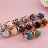 Bohemia Stone Charm Rings for Women Stainless Steel Anillos