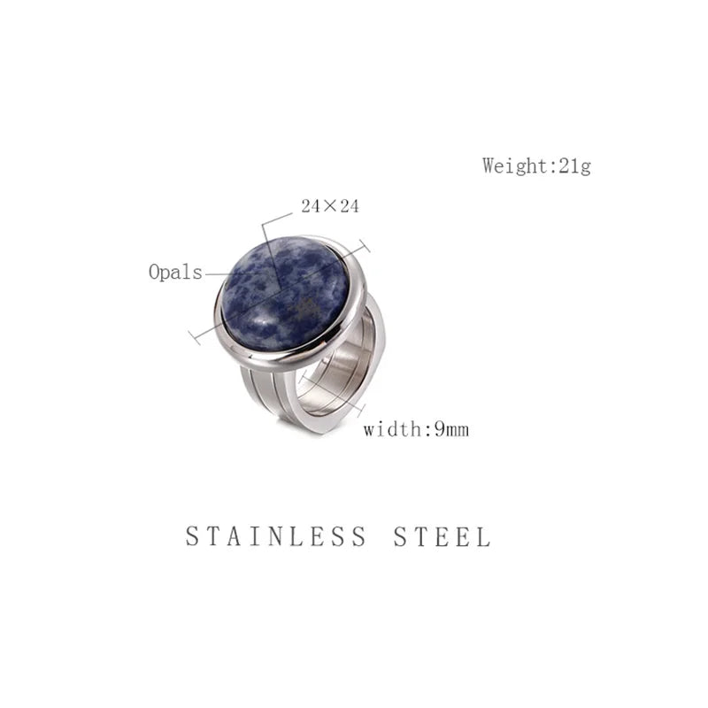 Bohemia Stone Charm Rings for Women Stainless Steel Anillos