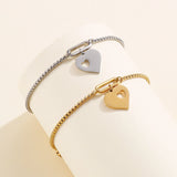 Heart Rhinestone Stainless Steel Charm Bracelets For Women Pearl Chain Wristband