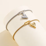 Heart Rhinestone Stainless Steel Charm Bracelets For Women Pearl Chain Wristband