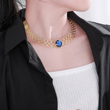 Noble Chokers Necklace For Women Round Glass Stone Women Torques