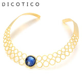 Noble Chokers Necklace For Women Round Glass Stone Women Torques