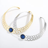 Noble Chokers Necklace For Women Round Glass Stone Women Torques