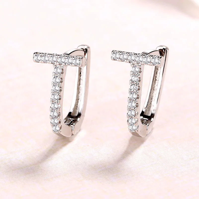 925 Sterling Silver Micro-paved Hoop Earrings for Women