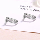 925 Sterling Silver Micro-paved Hoop Earrings for Women