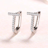 925 Sterling Silver Micro-paved Hoop Earrings for Women