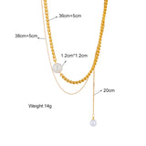 DIEYURO Stainless Steel Pearl Pendant Necklace Classic Chain Girls Party Accesso