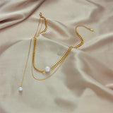 DIEYURO Stainless Steel Pearl Pendant Necklace Classic Chain Girls Party Accesso
