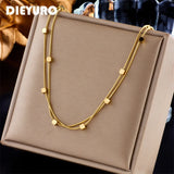 316L SS 2-In-1 Small Cube Chains Necklace Silver Girls Choker Party Jewelry
