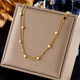 316L SS 2-In-1 Small Cube Chains Necklace Silver Girls Choker Party Jewelry