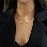 316L SS 2-In-1 Small Cube Chains Necklace Silver Girls Choker Party Jewelry
