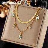 316L Stainless Steel Zircon Eye Pendant Necklace for Women