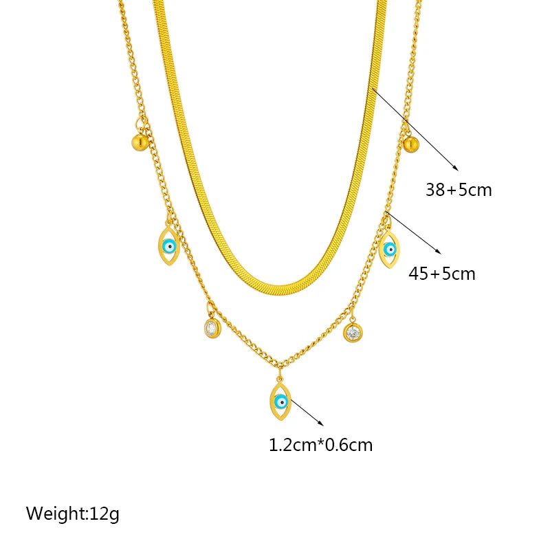 316L Stainless Steel Zircon Eye Pendant Necklace for Women